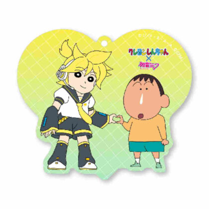 Creon Shin-chan x Hatsune Miku Heart-shaped acrylic key holder Kagamine Len and Bo-chan (ｸﾚﾖﾝしんちゃん×初音ﾐｸ ﾊｰﾄ型ｱｸﾘﾙｷｰﾎﾙﾀﾞｰ鏡音ﾚﾝとﾎﾞｰちゃん)