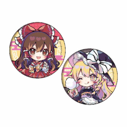 Set of 2 can badges Touhou Project 01 Reimu & Marisa Yukata Ver. (Mini character illustration) (缶バッジ2個セット 東方Project 01 霊夢&魔理沙浴衣Ver.(ミニキャライラスト))