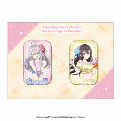 Arya-san from next door who sometimes blurts out in Russian Square tin badge set ROUND1 collaboration Ver. (時々ボソッとロシア語でデレる隣のアーリャさん スクエア缶バッジセット ROUND1コラボVer.)