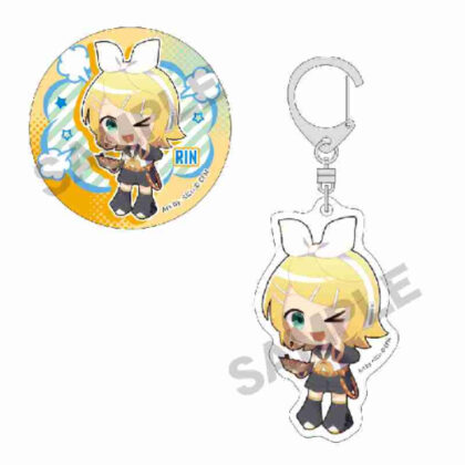 Hatsune Miku Can Badge & Acrylic Keychain Set Kagamine Rin Enjoy Osaka 2024 (初音ミク 缶バッジ&アクリルキーホルダーセット 鏡音リン エンジョイ大阪2024)