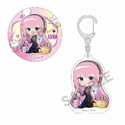 Hatsune Miku Can Badge & Acrylic Keychain Set Megurine Luka Enjoy Osaka 2024 (初音ミク 缶バッジ&アクリルキーホルダーセット 巡音ルカ エンジョイ大阪2024)
