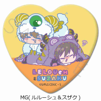 Code Geass Lelouch of the Rebellion Heart-shaped tin badge MG Lelouch & Suzaku (コードギアス 反逆のルルーシュ ハート型缶バッジ MG ルルーシュ&スザク)