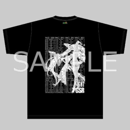 Racing Miku 2024 Ver. Key visual silhouette & battle results T-shirt black 5L size (レーシングミク2024Ver. キービジュアルシルエット&戦績Tシャツ黒 5Lサイズ)