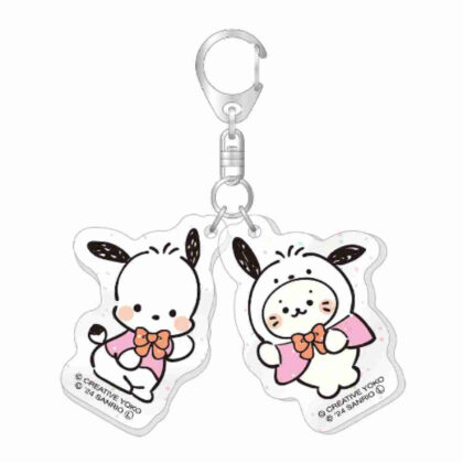 しろたん×はぴだんぶい ラメ入りツインアクリルキーホルダー しろたん×ポチャッコ (Sirotan x Hapidanbui 雙壓克力閃光鑰匙圈 Sirotan x Pochacco)