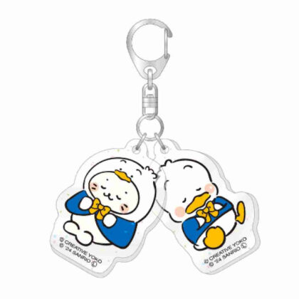 しろたん×はぴだんぶい ラメ入りツインアクリルキーホルダー しろたん×あひるのペックル (Sirotan x Hapidanbui 雙壓克力閃光鑰匙圈 Sirotan x Duck Peckle)