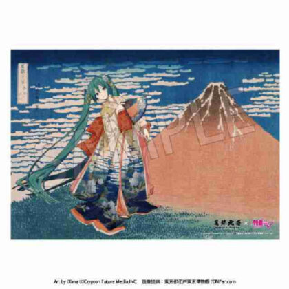 葛飾北斎×初音ミク シリアルナンバー入りA3アクリルパネル冨嶽三十六景 凱風快晴 (葛飾北齋 x 初音未來 A3 壓克力面板，附序號 富士山三十六景 晴空萬裡，風清氣爽)