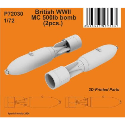 1/72 WW.Ⅱ イギリス空軍500ポンドMC航空爆弾 (2個入) (1/72 二戰皇家空軍 500 磅 MC 航空炸彈（2 件）)