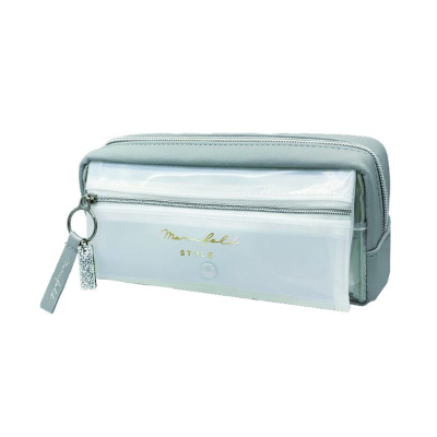 Box Pencil Case with Flap Pocket - Manifold Gray (フラップポケット付きBOXペンケース - マニフォールドグレー)