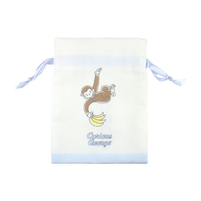 Curious George Drawstring Pouch, Blue (おさるのジョージ 巾着ポーチ ブルー)