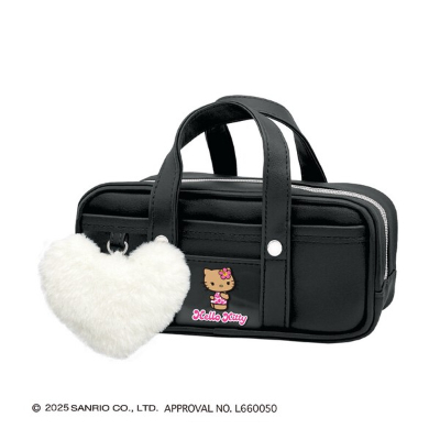 School Bag Style Pencil Case with Hello Kitty and Sanrio Characters - Black (スクバ風ペンケース ハローキティ サンリオキャラクターズ - ブラック)