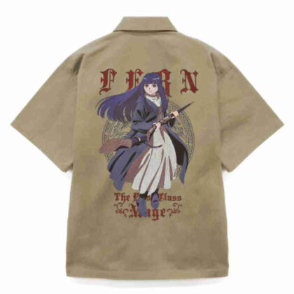 (s)葬送のフリーレン フェルン 刺繍ワークシャツ サンドカーキ M 送料別880円