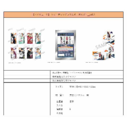 (s)ハイキュー!! トレーディングスリムキーホルダー Vol.2 送料別880円