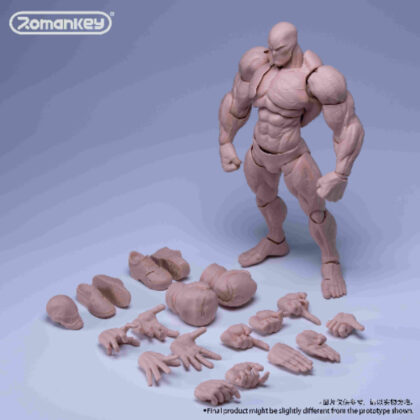 (s)002_Romankey UMS003 1/12スケール 可動フィギュア男性素体 Big Guy(ビッグガイ) ホワイト 送料別880円