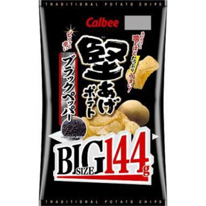 カルビー 堅あげＢＩＧ ブラックペッパー１４４ｇ □お取り寄せ品 【購入入数１２個】