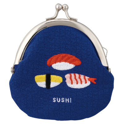 Embroidered sushi bag (刺繍ガマグチ　寿司)
