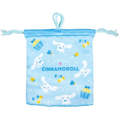Sanrio Drawstring Pouch with Inner Pocket - Love Me Colors/Cinnamoroll (サンリオ 内ポケット付き巾着 ラブミーカラーズ/シナモロール)