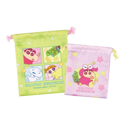 Crayon Shin-chan 2-Piece Drawstring Bag Set (Komawari/Chocobi) (クレヨンしんちゃん 2P巾着セット コマワリ/チョコビ)