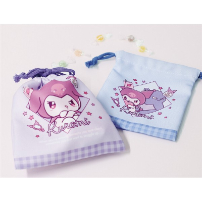 Sanrio Characters 2-Piece Drawstring Bag Set: Amaenbo Namida/Kuromi (サンリオキャラクターズ 2P巾着セット 甘えんぼナミダ/クロミ) - Image 4