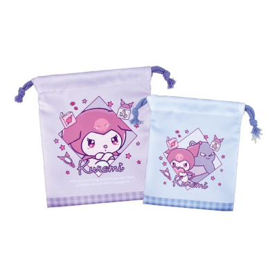 Sanrio Characters 2-Piece Drawstring Bag Set: Amaenbo Namida/Kuromi (サンリオキャラクターズ 2P巾着セット 甘えんぼナミダ/クロミ)