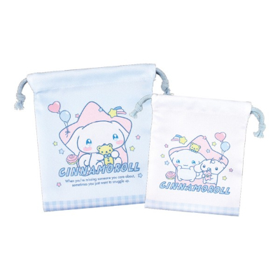 Sanrio Characters 2-Piece Drawstring Bag Set: Amaenbo Namida/Cinnamoroll (サンリオキャラクターズ 2P巾着セット 甘えんぼナミダ/シナモロール)