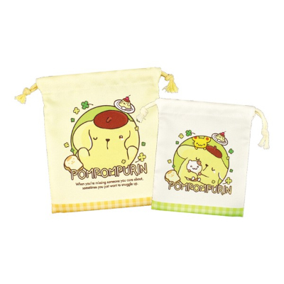 Sanrio Characters 2-Piece Drawstring Bag Set: Amaenbo Namida/Pom Pom Purin (サンリオキャラクターズ 2P巾着セット 甘えんぼナミダ/ポムポムプリン)