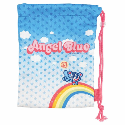 Angel Blue Shopper-Style Drawstring Bag, Blue (エンジェルブルー ショッパー風巾着 ブルー)