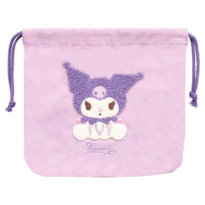 Sanrio Characters Sagara Embroidered Drawstring Pouch Kuromi (サンリオキャラクターズ　サガラ刺繍巾着ポーチ　クロミ)