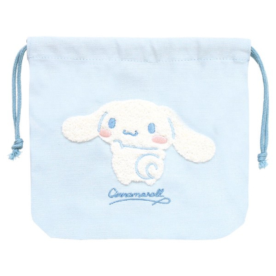 Sanrio Characters Sagara Embroidered Drawstring Pouch - Cinnamoroll (サンリオキャラクターズ　サガラ刺繍巾着ポーチ　シナモロール)