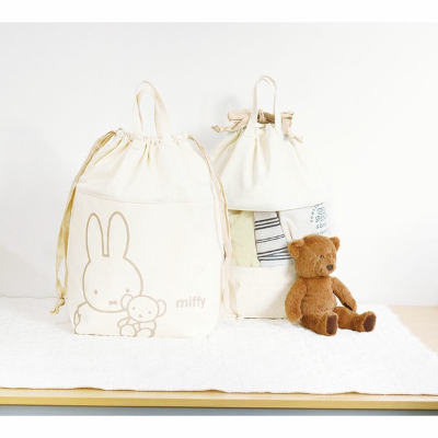 Miffy Big Drawstring Storage Bag, Mocha (ミッフィー ビッグ巾着ストレージ モカ) - Image 3