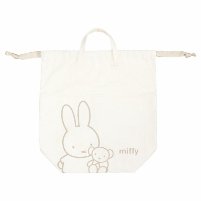 Miffy Big Drawstring Storage Bag, Mocha (ミッフィー ビッグ巾着ストレージ モカ)