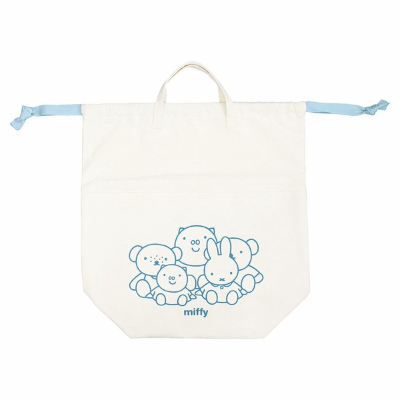 Miffy Big Drawstring Storage Bag Blue Green (ミッフィー ビッグ巾着ストレージ ブルーグリーン)