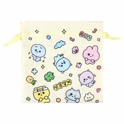 Chegosim Ribbon Flat Drawstring Bag Colorful Flyer (チェゴシム リボンフラット巾着 カラフルチラシ)