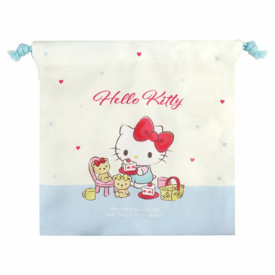 Sanrio Characters Flat Drawstring Bag Hello Kitty (サンリオキャラクターズ フラット巾着 ハローキティ)