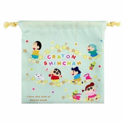 Crayon Shin-chan Flat Drawstring Bag Chocolate Velvet (クレヨンしんちゃん フラット巾着 チョコビロード)