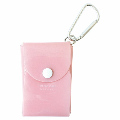 Tom and Jerry Snap Clear Pouch with Carabiner, Heart/Pink (トムとジェリー カラビナ付きスナップクリアポーチ ハート/ピンク) - Image 4