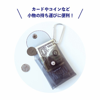 DC Snap Clear Pouch with Carabiner, Joker/Black (DCカラビナ付きスナップクリアポーチ ジョーカー/ブラック) - Image 2