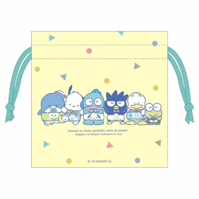 Ribbon Flat Drawstring Bag Happy Tan Bu/Belly Wrap Sanrio Characters - Ribbon Flat Drawstring Bag Happy Tan Bu/Belly Wrap (リボンフラット巾着 はぴたんぶい/はらまき サンリオキャラクターズ - リボンフラット巾着 はぴたんぶい/はらまき) - Image 2