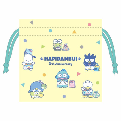 Ribbon Flat Drawstring Bag Happy Tan Bu/Belly Wrap Sanrio Characters - Ribbon Flat Drawstring Bag Happy Tan Bu/Belly Wrap (リボンフラット巾着 はぴたんぶい/はらまき サンリオキャラクターズ - リボンフラット巾着 はぴたんぶい/はらまき)