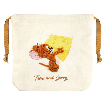 Tom and Jerry Sagara Embroidered Drawstring Pouch JR (トムとジェリー サガラ刺繍巾着ポーチ　JR)