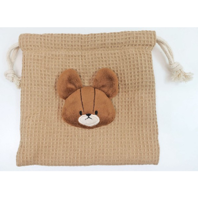 The Bears' School Boa Face Drawstring Bag - Boa Face Drawstring Bag Mocha (くまのがっこう ボアフェイス巾着 - ボアフェイス巾着 モカ)