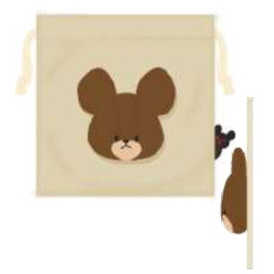 (ボアフェイス巾着 くまのがっこう - ボアフェイス巾着 BE)