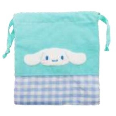 Gingham Sagara Drawstring Bag Cinnamoroll Sanrio - Cinnamoroll Drawstring Bag (ギンガムサガラ 巾着 シナモロール サンリオ - シナモロール 巾着)