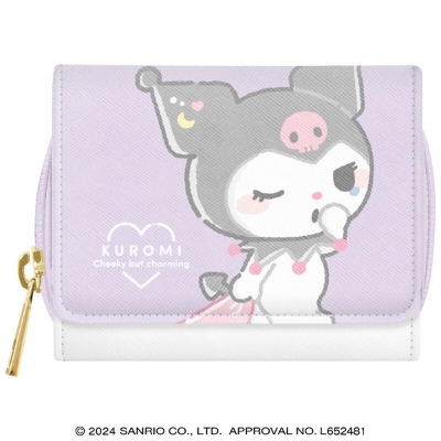 Sanrio Characters Munyatto Tri-fold Wallet - Kuromi (三つ折り財布 むにゃっと サンリオキャラクターズ - クロミ)