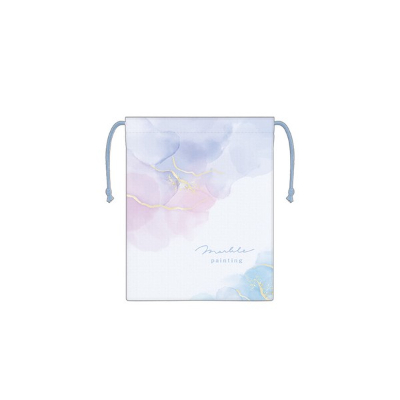 Gusseted Drawstring Bag Marble Painting Lunch Series - Marble Painting (マチ付き巾着 マーブルペインティングランチシリーズ - マーブルペインティング)