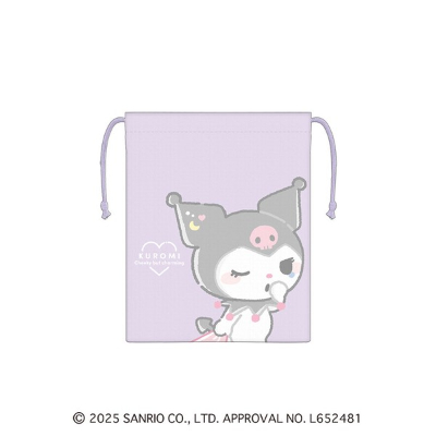 Gusseted Drawstring Bag Sanrio Characters Kuromi Munyatto Lunch Series - Munyatto/Kuromi (マチ付き巾着 サンリオキャラクターズ クロミ むにゃっとランチシリーズ - むにゃっと/クロミ)