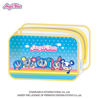 Clear Box Pencil Case Angel Blue - Rainbow (クリアBOXペンケース エンジェルブルー - レインボー)
