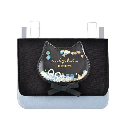 Wide pochette pocket with shoulder strap - Night Meow (ショルダー付きワイドポシェットポケット - ナイトミャウ)