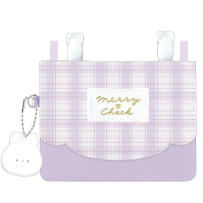 Wide shoulder pouch pocket - Purple check (ショルダー付きワイドポシェットポケット - パープルチェック)
