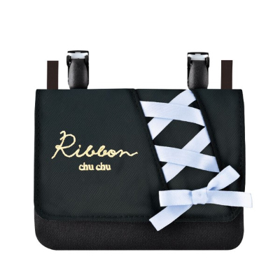 Wide pochette pocket with shoulder strap - Knitted ribbon (ショルダー付きワイドポシェットポケット - あみあげリボン)