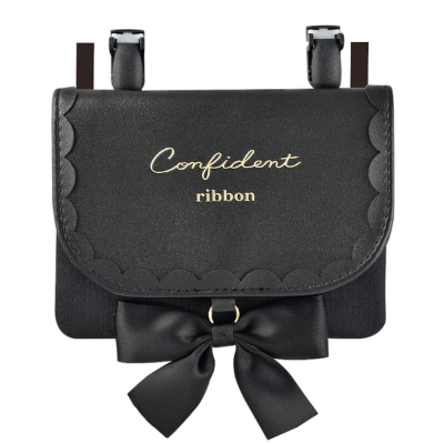 (ショルダー付きワイドポシェットポケット - ブラックリボン)